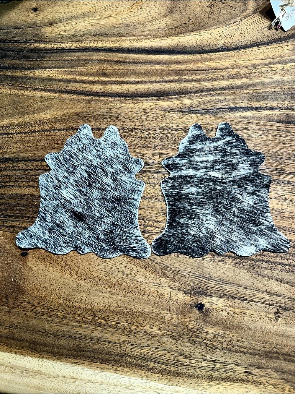 Cowhide-Shaped Accent Pieces Gray & Black mini coasters